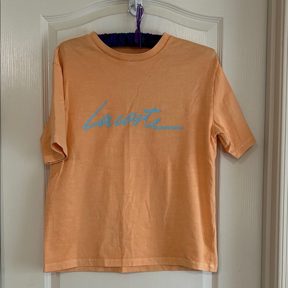 Lacoste  Peach Tee with Blue Logo